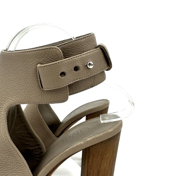 Vince Addie Open Toe Ankle Strap Heel Sandals Taupe Tan Pebbled Leather 7.5 - Picture 3 of 10